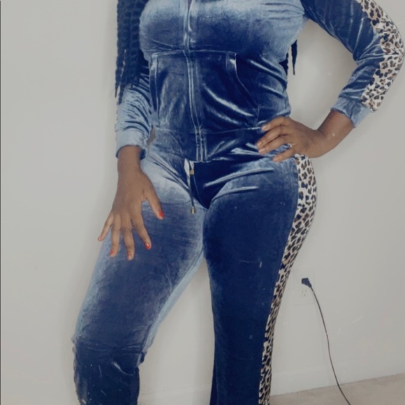 Grey & Leopard Two Piece outfit w/hood - Picture 2 of 6